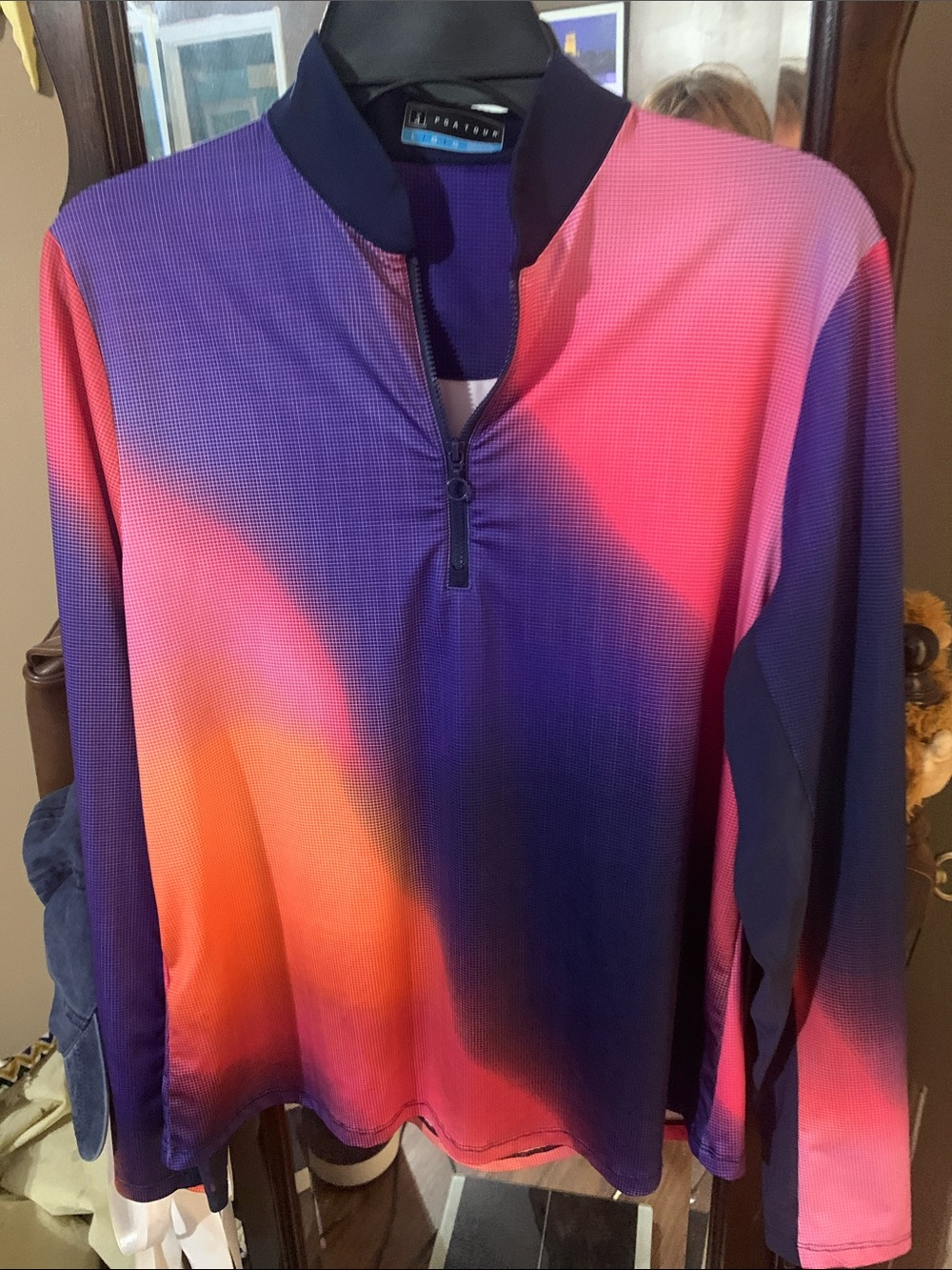 PGA Tour Long-Sleeve Quarter-Zip Pullover - Pink, Purple & Orange